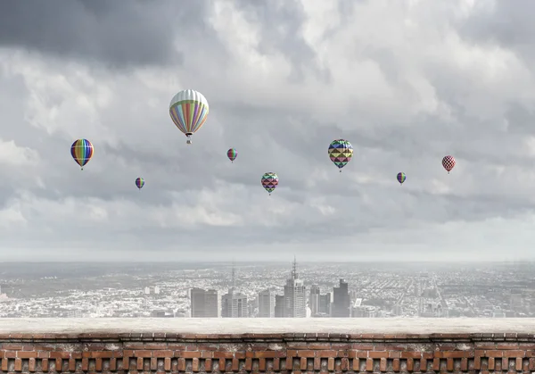 Colorful aerostats flying — Stock Photo, Image