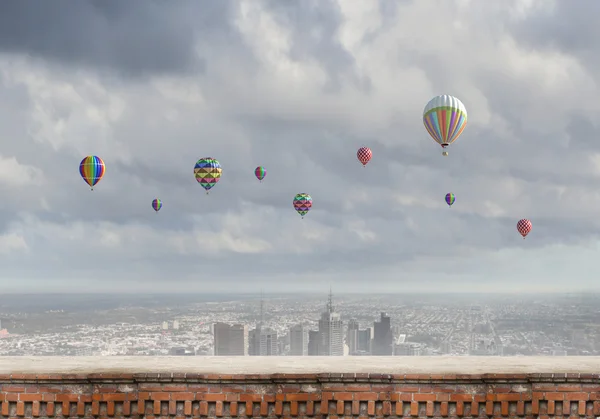 Colorful aerostats flying — Stock Photo, Image