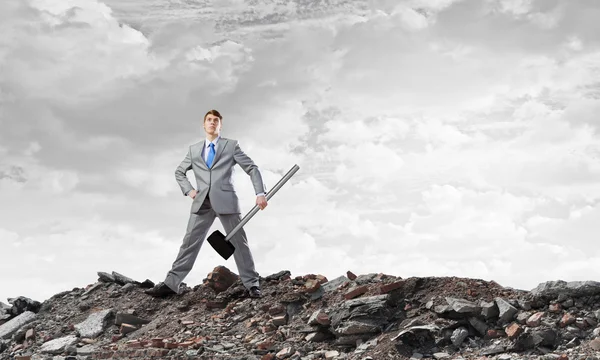 Businessman with hammer — Stock Photo, Image