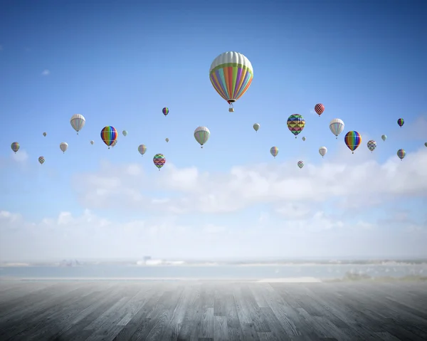 Flying aerostats Royalty Free Stock Photos