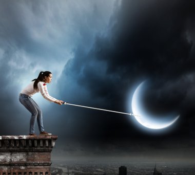 Woman with moon clipart