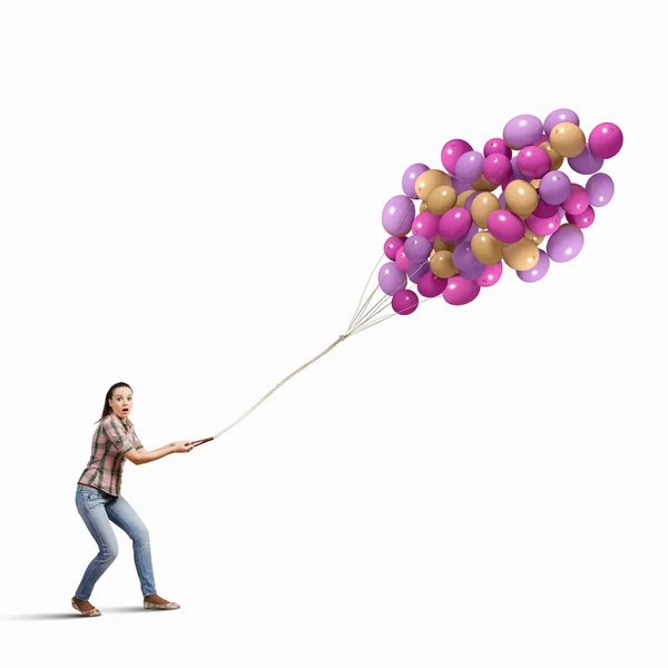 Kobieta z balonów — Zdjęcie stockowe