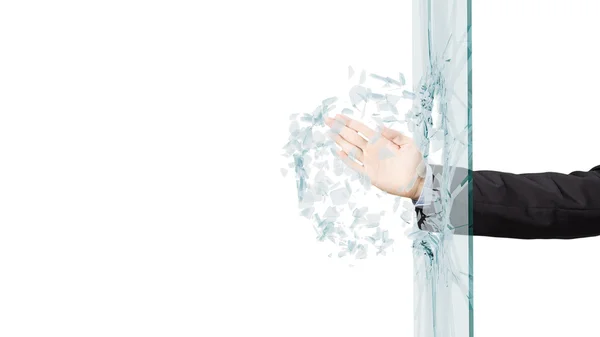 Hombre rompiendo vidrio — Foto de Stock