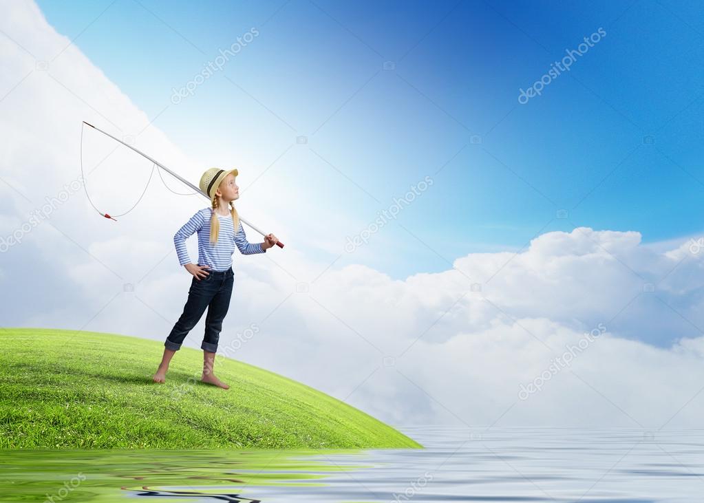 Girl with fishing rod