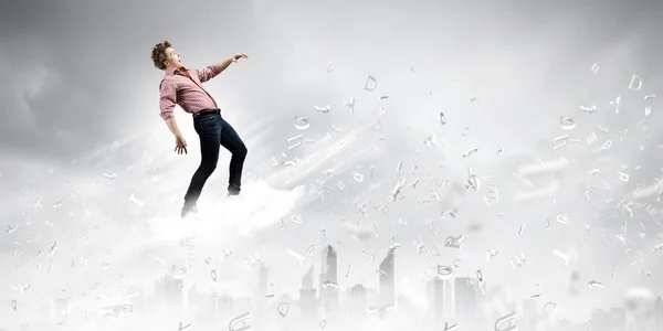 Man walking on cloud — Stock Photo, Image