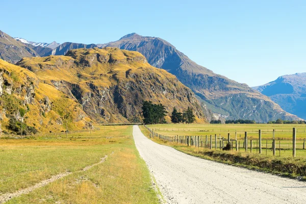 Neuseeland Alpen und Straße — Stockfoto