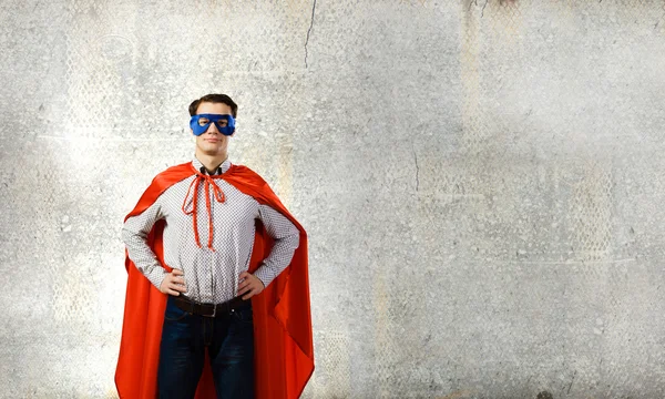 Man wearing superman mask and cape — Stock Photo, Image