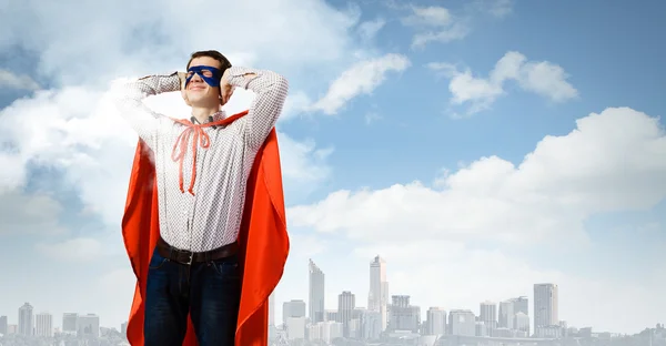 Young man in hero costume — Stock Photo, Image