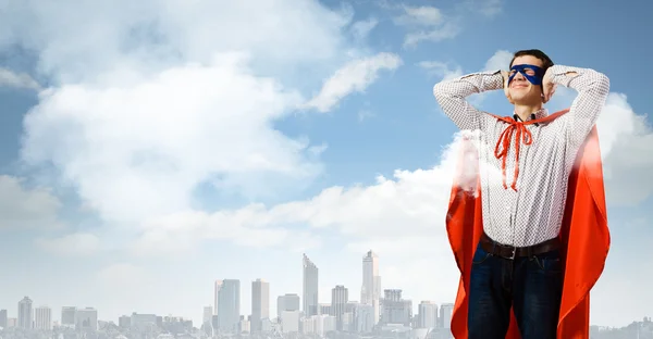 Young man in hero costume — Stock Photo, Image