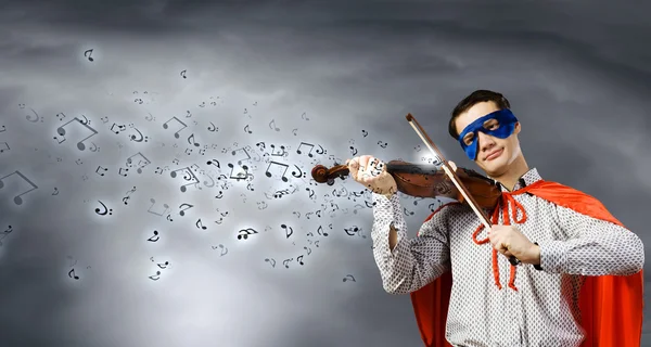 スーパーマン演奏ヴァイオリン — ストック写真