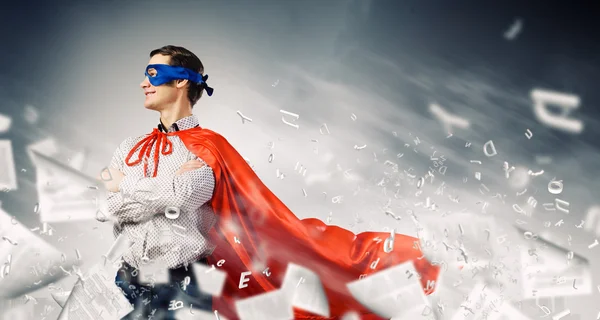 Man wearing superman mask and cape — Stock Photo, Image