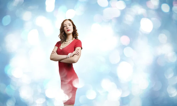 Woman in red dress — Stock Photo, Image