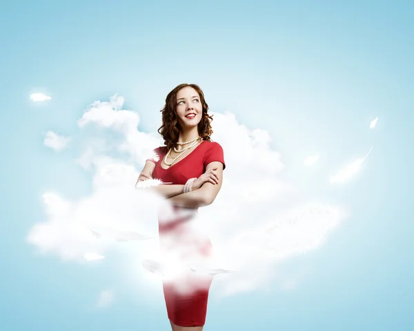 Woman in red dress — Stock Photo, Image