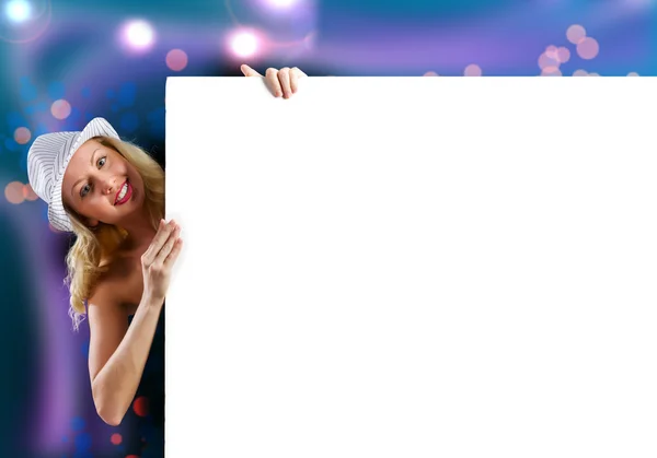 Blondine mit Banner — Stockfoto