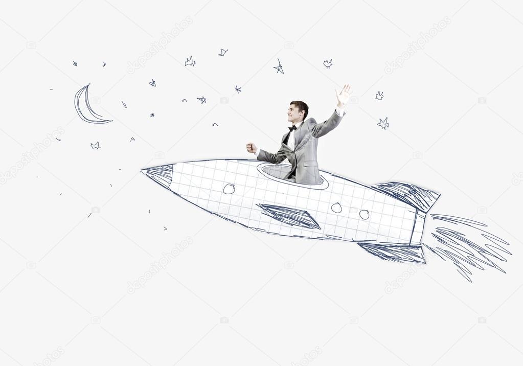 Man on rocket