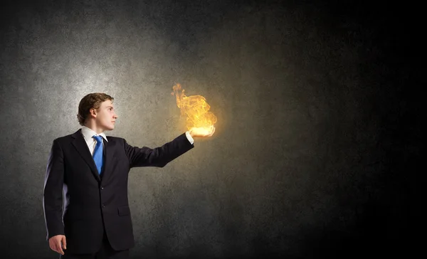 Fire in hands — Stock Photo, Image