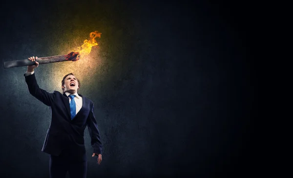 Man with torch — Stock Photo, Image