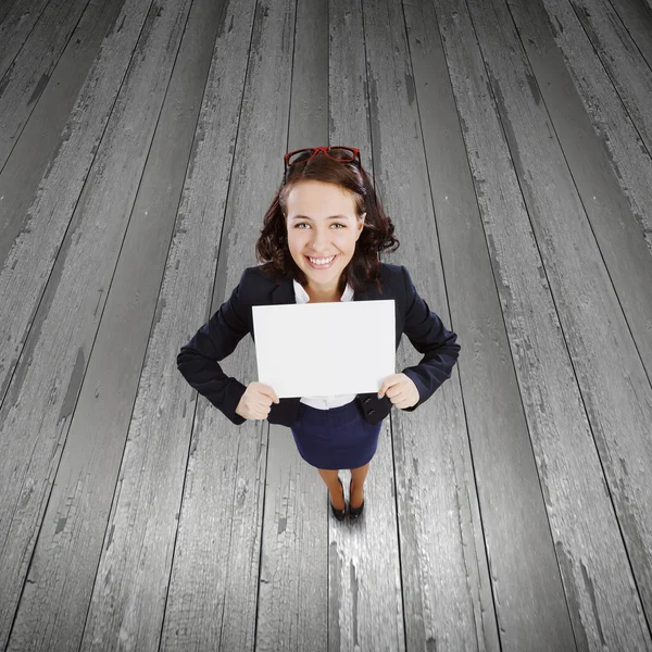 Meisje met spandoek — Stockfoto