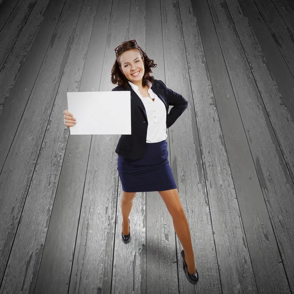 Girl with banner — Stock Photo, Image