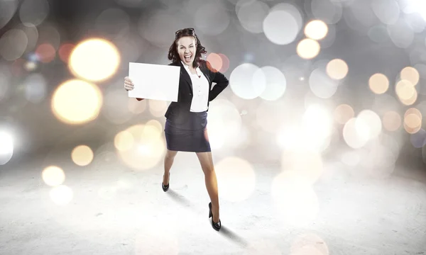 Girl with banner — Stock Photo, Image