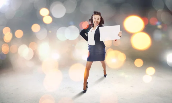 Girl with banner — Stock Photo, Image