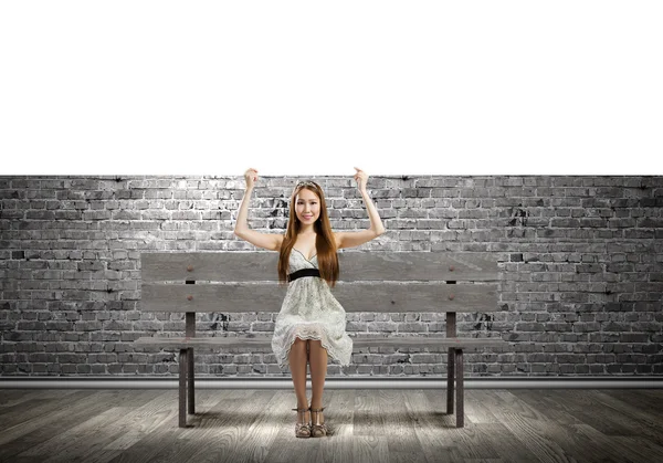 Mädchen mit Banner — Stockfoto