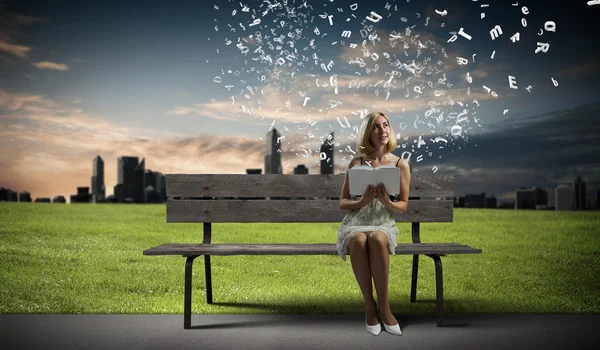 Girl with book — Stock Photo, Image