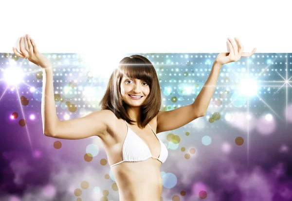 Ragazza con banner — Foto Stock