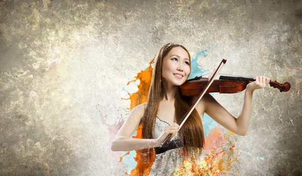 Žena houslista — Stock fotografie