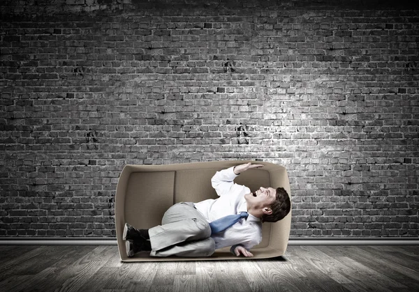 Man in box — Stock Photo, Image