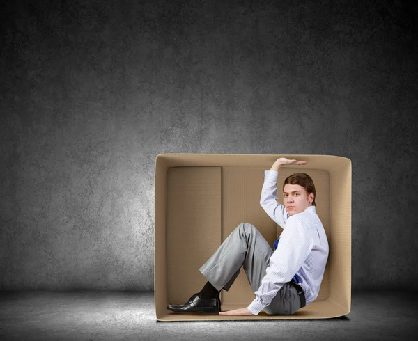 Man in box — Stock Photo, Image