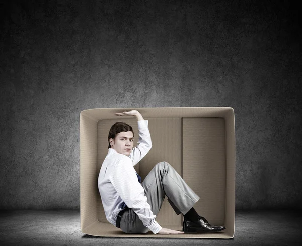 Man in box — Stock Photo, Image