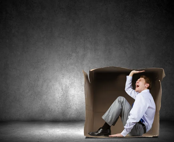 Man in box — Stock Photo, Image