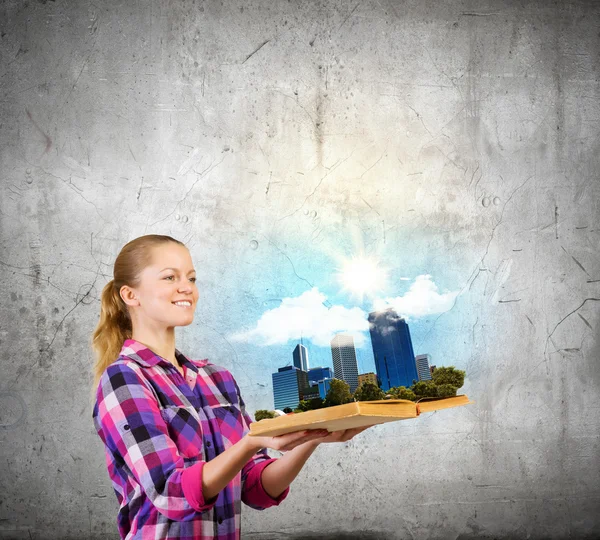 Girl with book — Stock Photo, Image