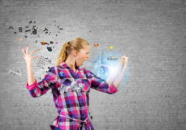 Girl with book — Stock Photo, Image