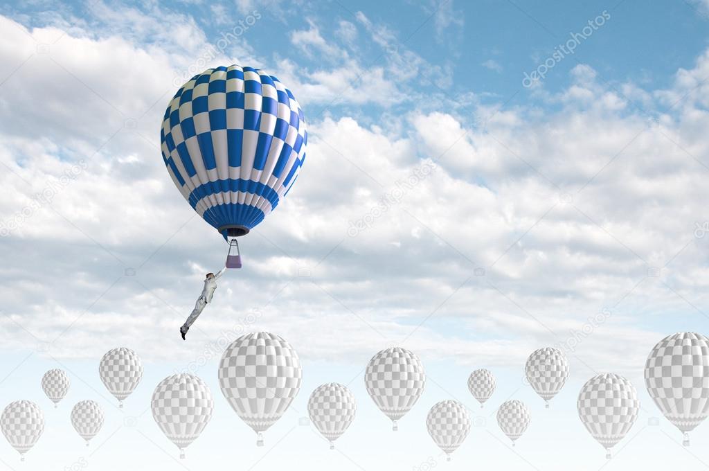 Aerostats in sky