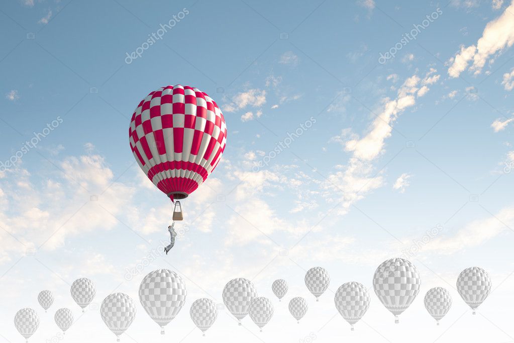 Aerostats in sky