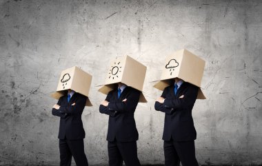Man with box on head clipart