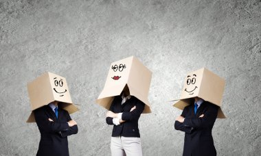 Man with box on head clipart