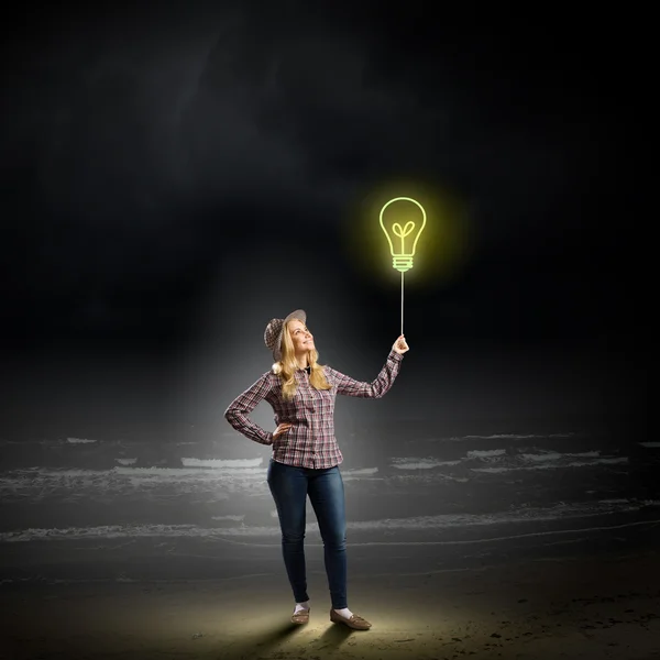 Woman with balloon — Stock Photo, Image