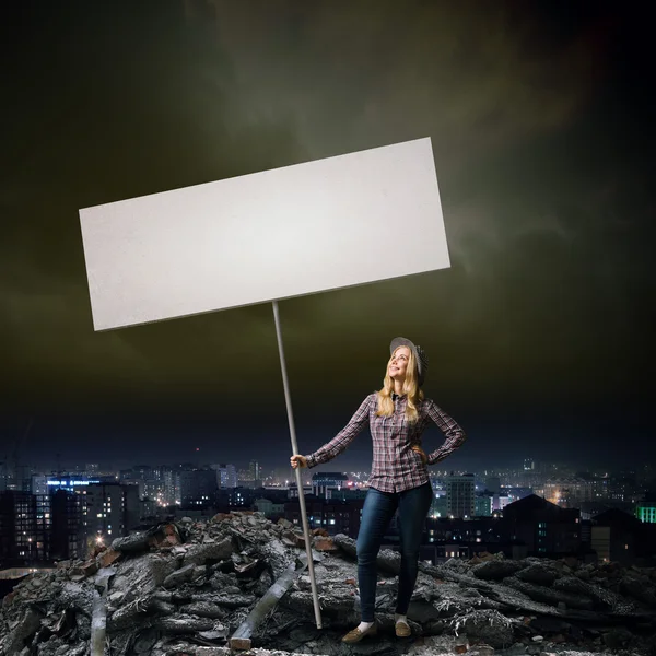 Mulher com bandeira — Fotografia de Stock