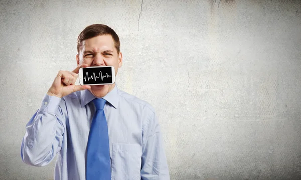 Homme avec téléphone portable — Photo