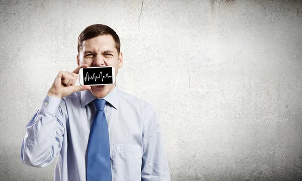 Homme avec téléphone portable — Photo