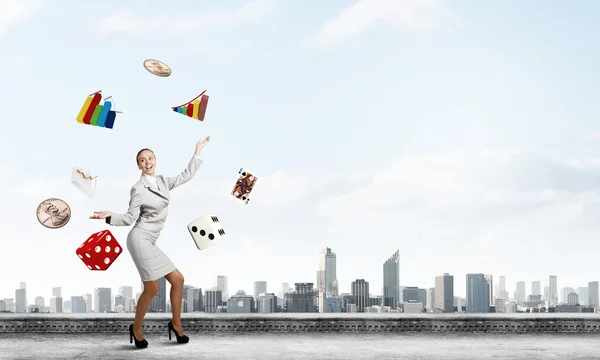 Woman juggler — Stock Photo, Image
