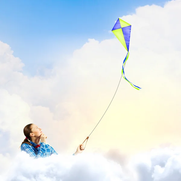 Γυναίκα με kite — Φωτογραφία Αρχείου