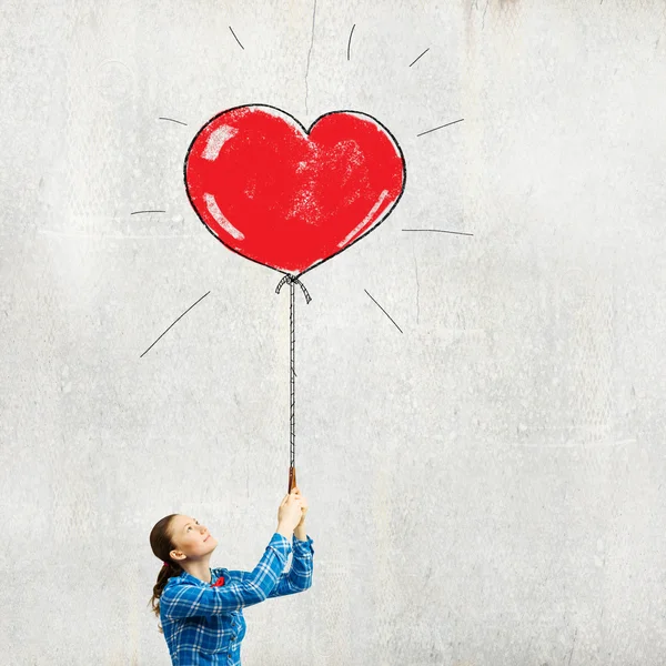 Woman with balloon — Stock Photo, Image