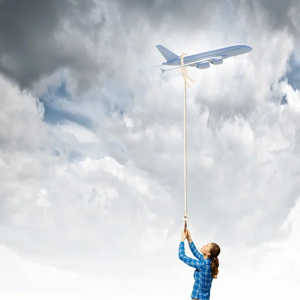 Avión en el cielo —  Fotos de Stock