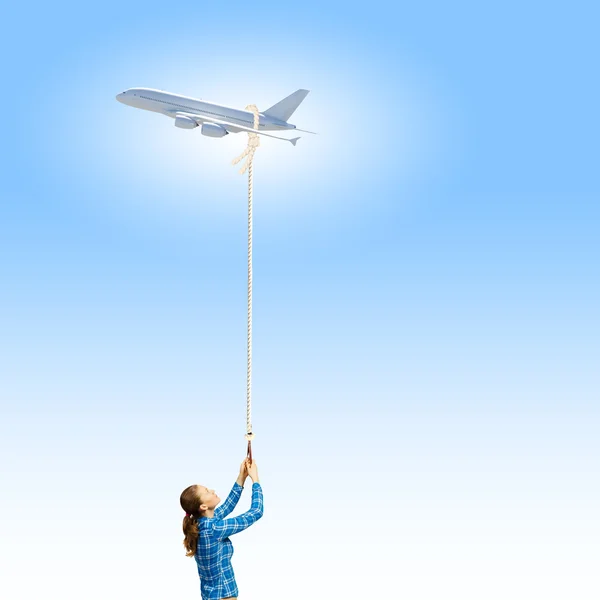 Airplane in sky — Stock Photo, Image