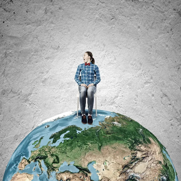 Girl on chair — Stock Photo, Image