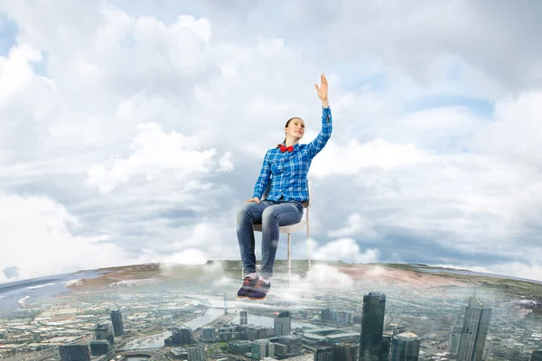 Mujer en el cielo — Foto de Stock